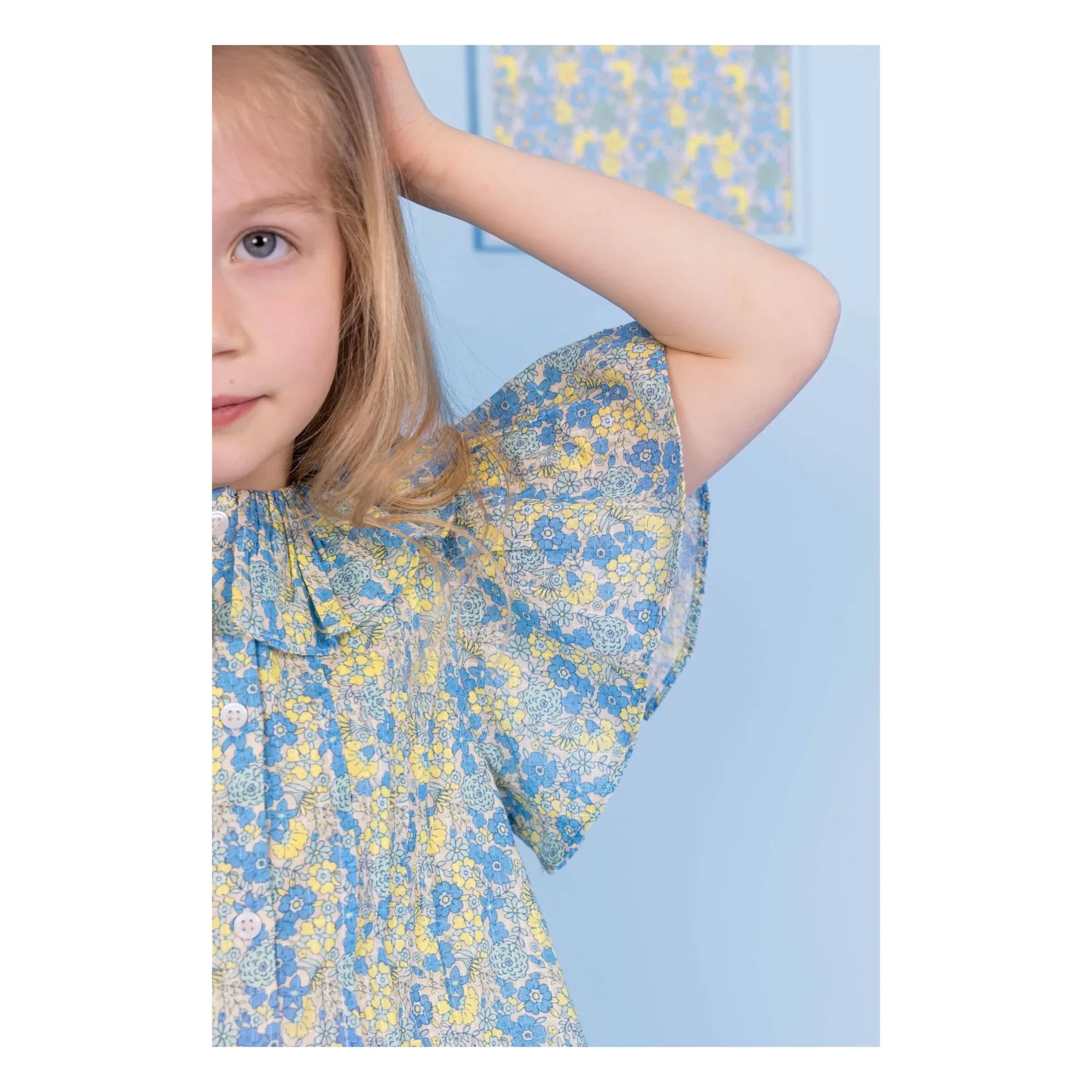 Bonton - Nancy Floral Peter Pan Collar Blouse | Blue