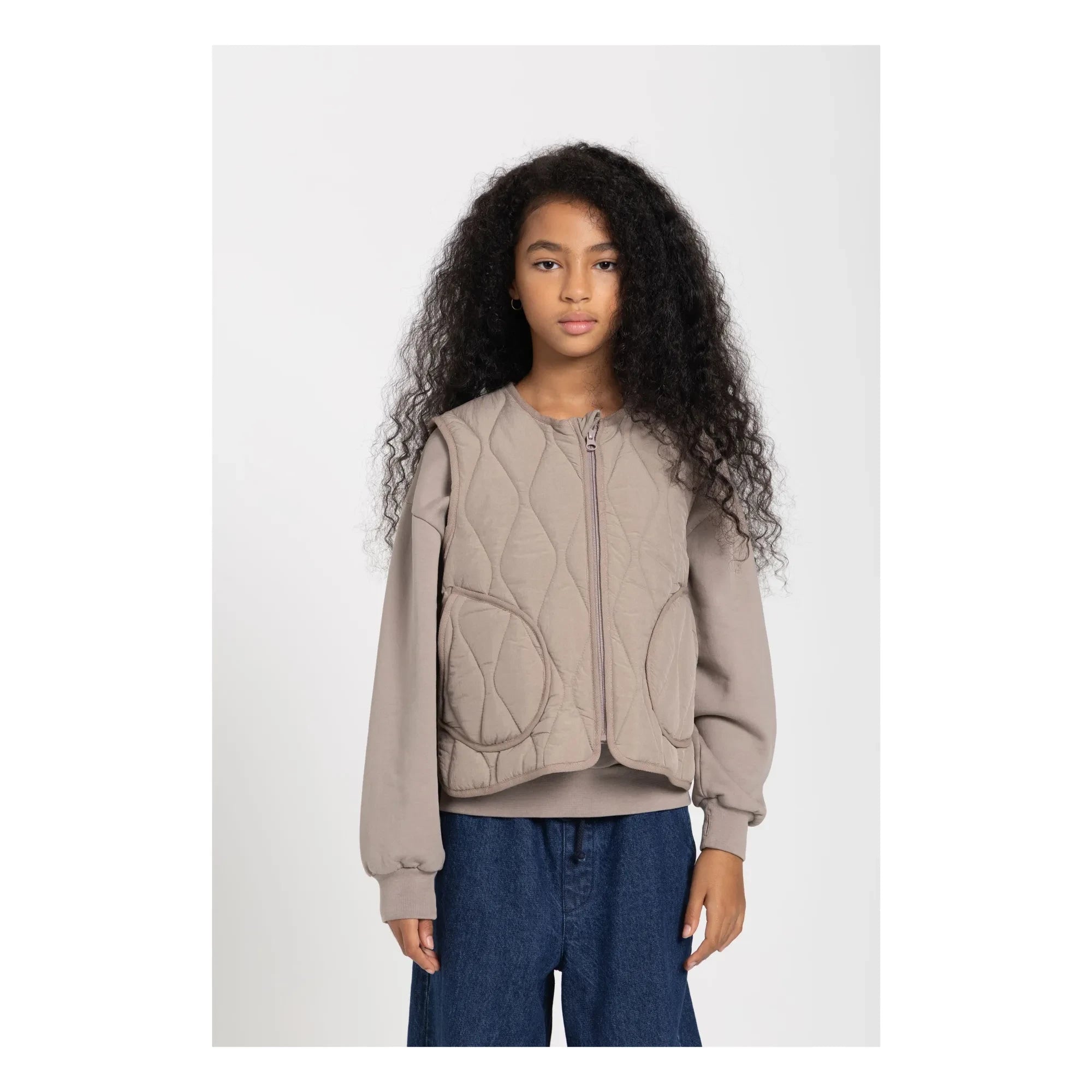 Smallable Kid - Sleeveless Quilted Cheer Jacket | Dark Gray