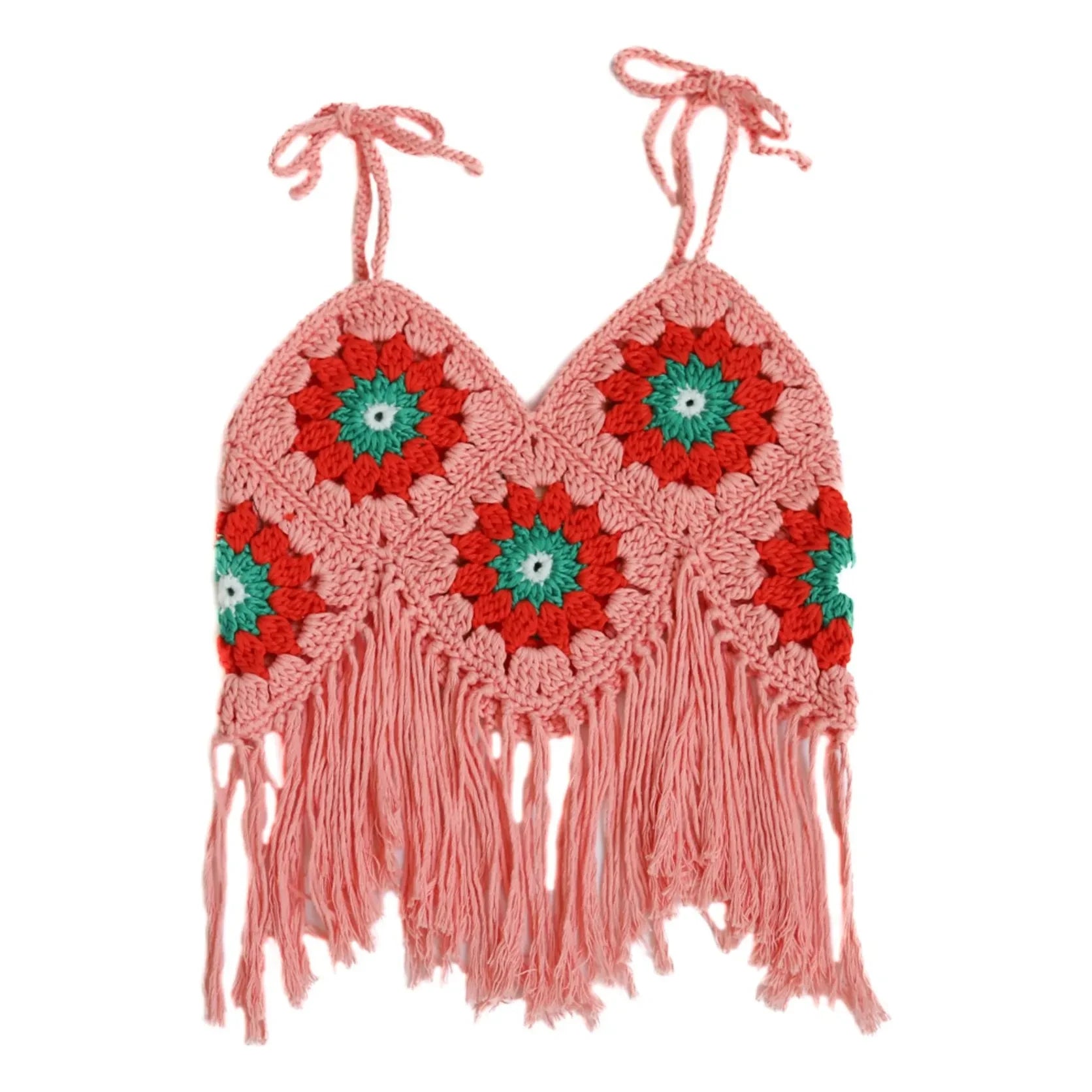 Kalinka - Atacama Crochet Fringed Top | Pink