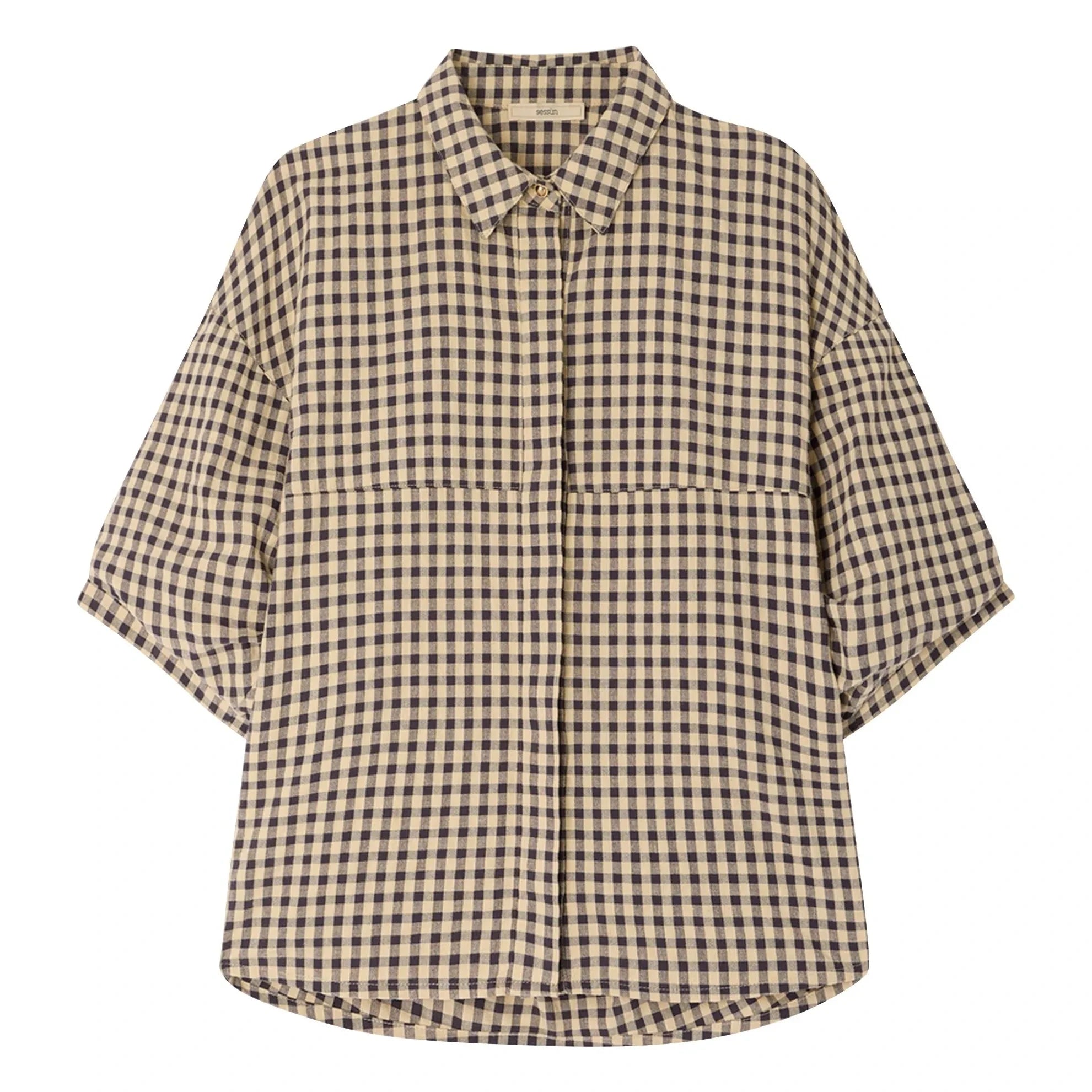 Sessùn - Florentina Cotton Checkered Shirt | Sand