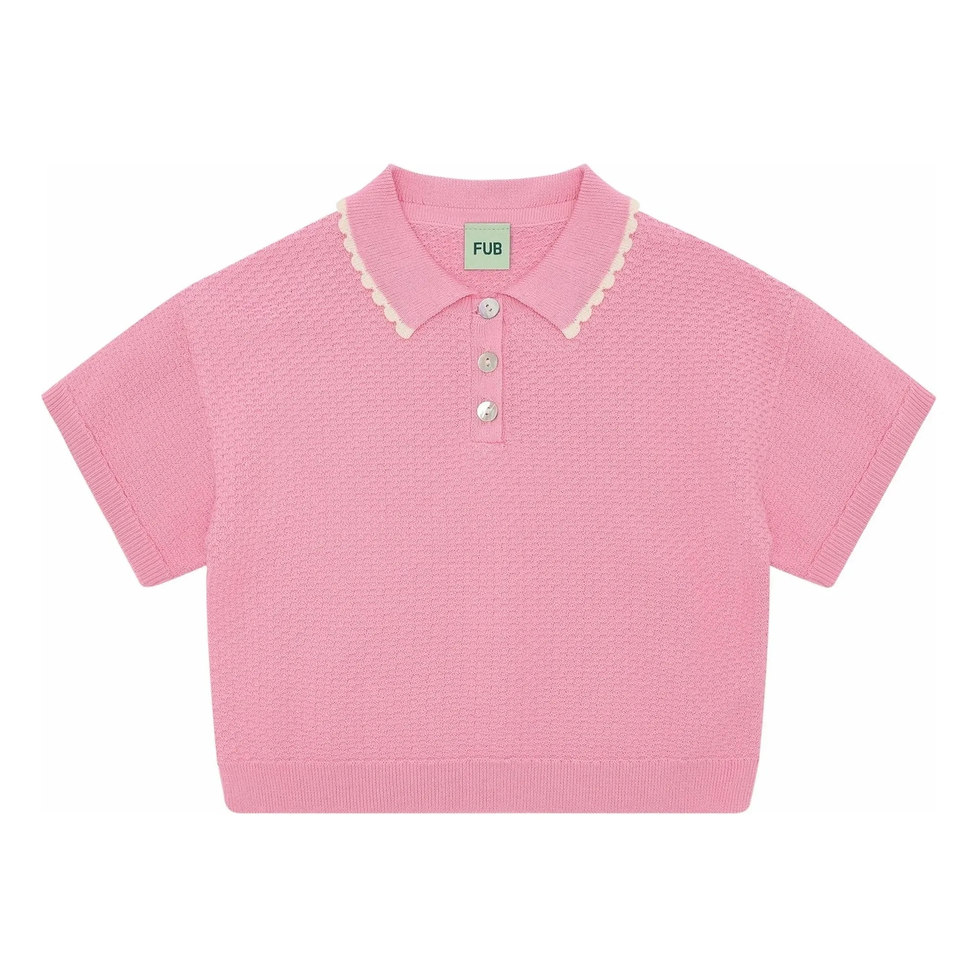 FUB - Polo Oversize Fine Pique Knit Organic Cotton | Candy pink