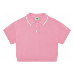 FUB - Polo Oversize Fine Pique Knit Organic Cotton | Candy pink