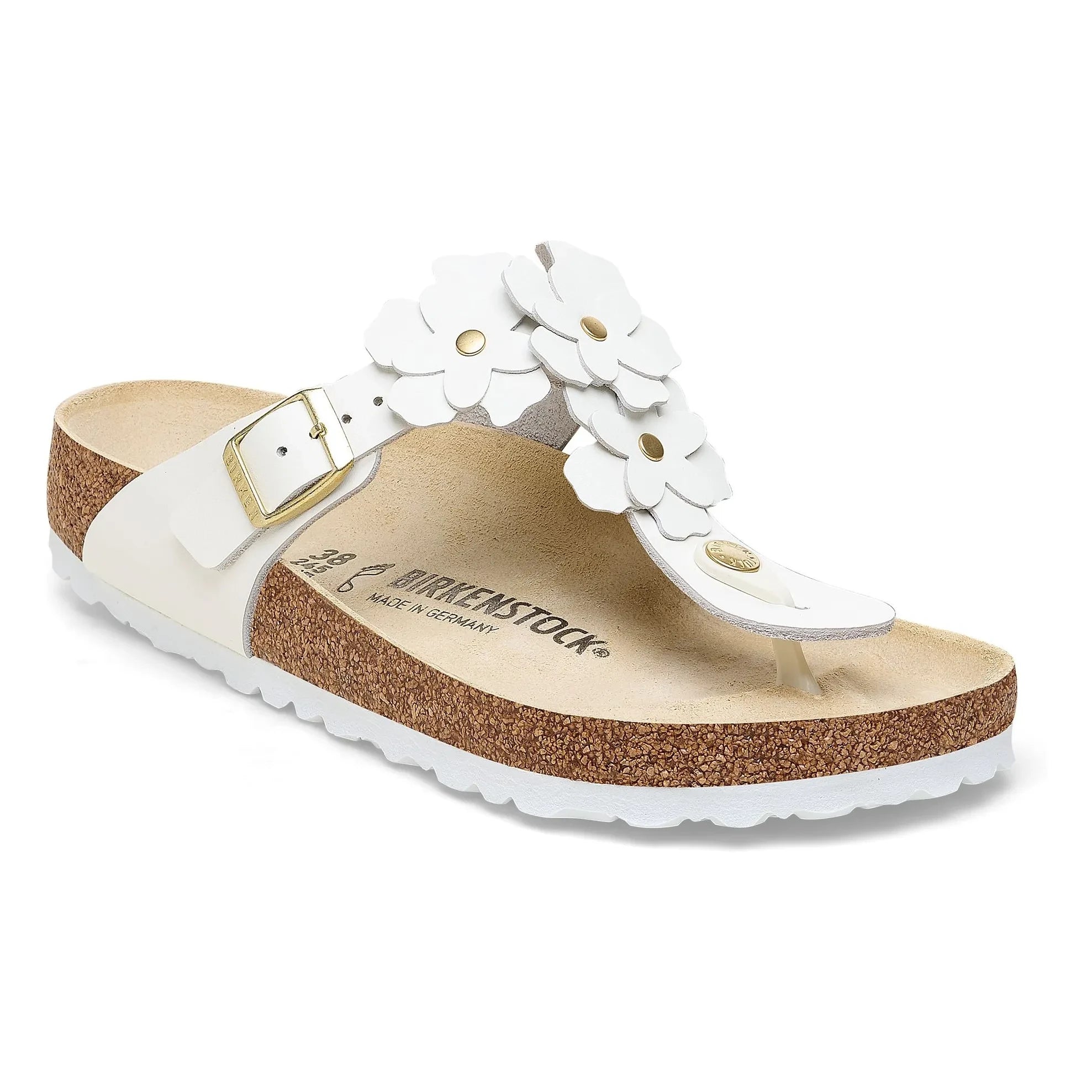 BIRKENSTOCK - Gizeh Flower Embellished Sandals Natural Leather | White