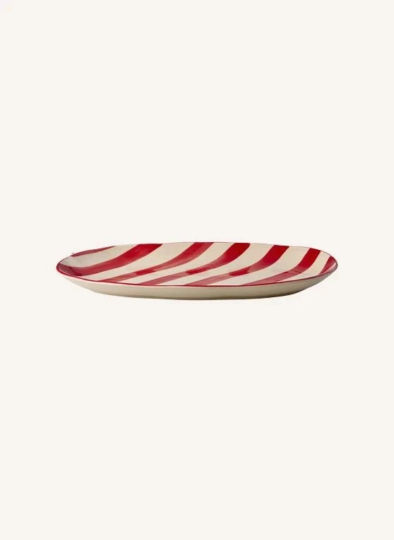 Rice - Striped Ceramic Plate | Red