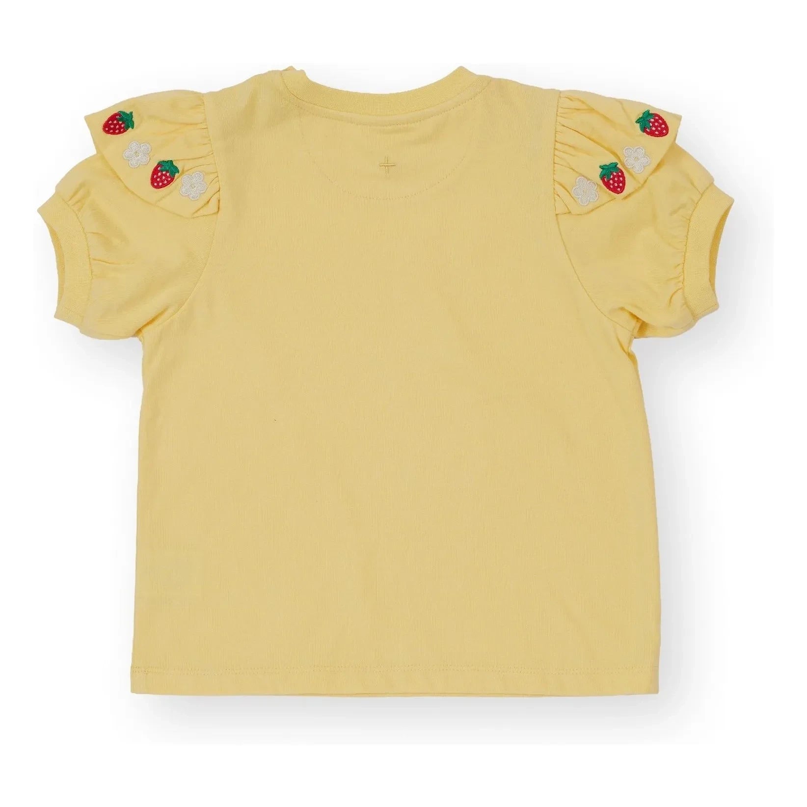 Goldie + Ace - Ruffle T-shirt with strawberry detail | Yellow