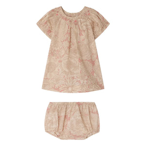 Bonpoint - Lucia Fleurie Organic Cotton Gathered Dress | Pale Pink