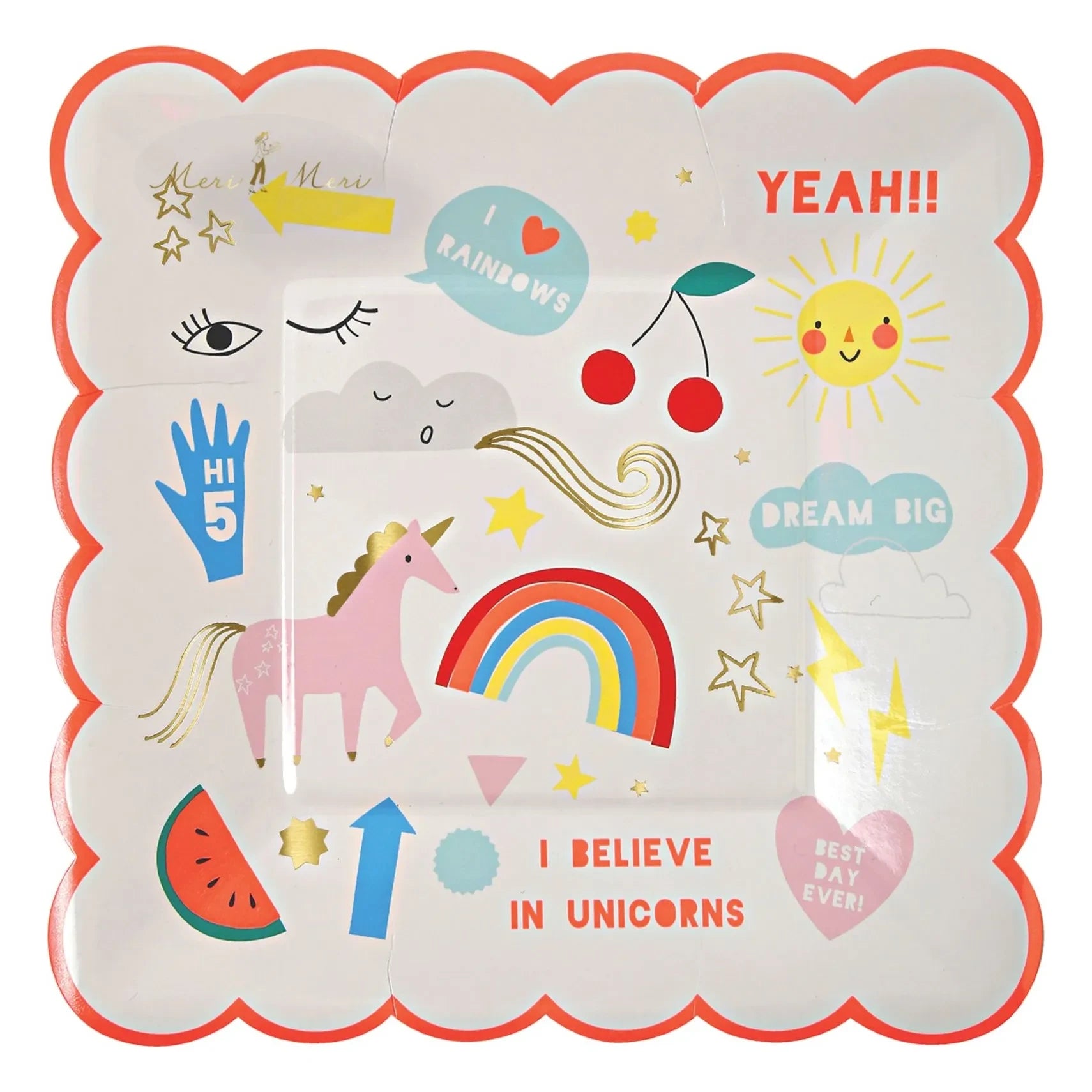 Meri Meri - I Believe in Unicorns küçük tabaklar - 8'li Set