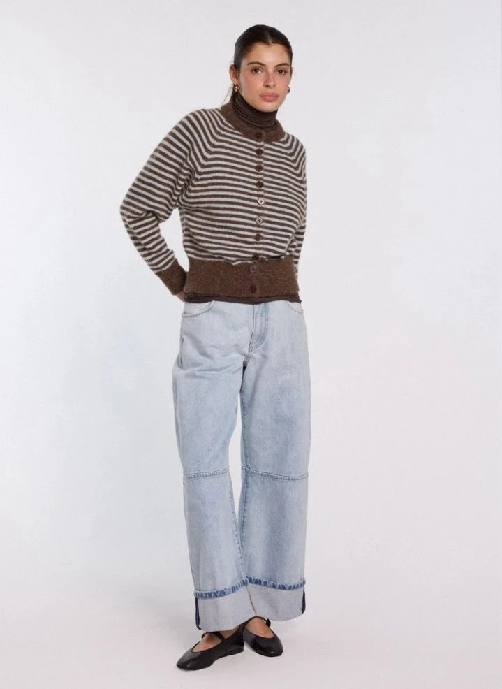 Nitah - Mahé Striped Cardigan | Brown