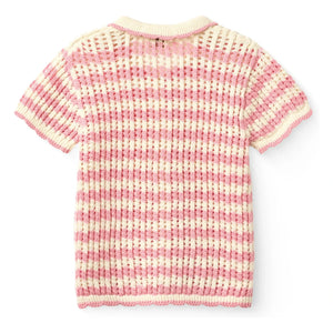 Copenhagen Colors - Organic Cotton Crochet Short Sleeve Cardigan | Ecru