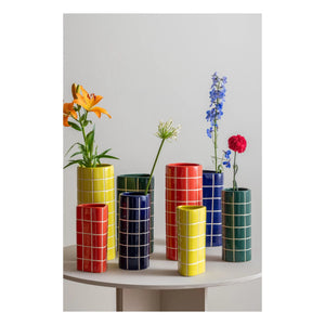 Present Time - Retro Tiles Yuvarlak vazo | Sarı