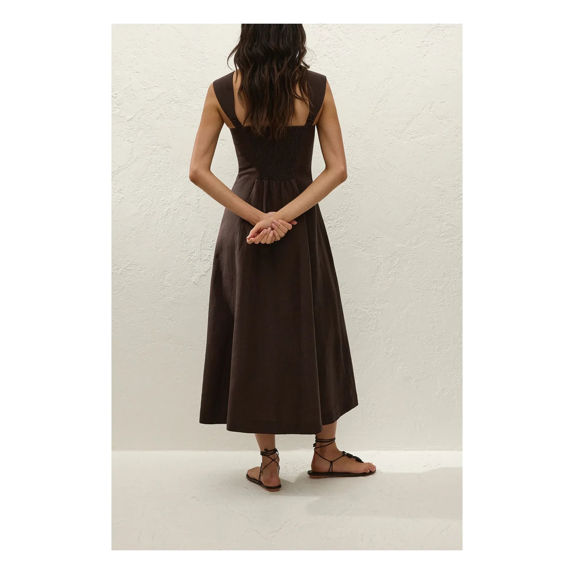 Faithfull the Brand - Pallida Keten ve Pamuk Elbise | Kahve