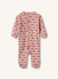 Wheat - Nikola organic cotton knotted romper | Framboise