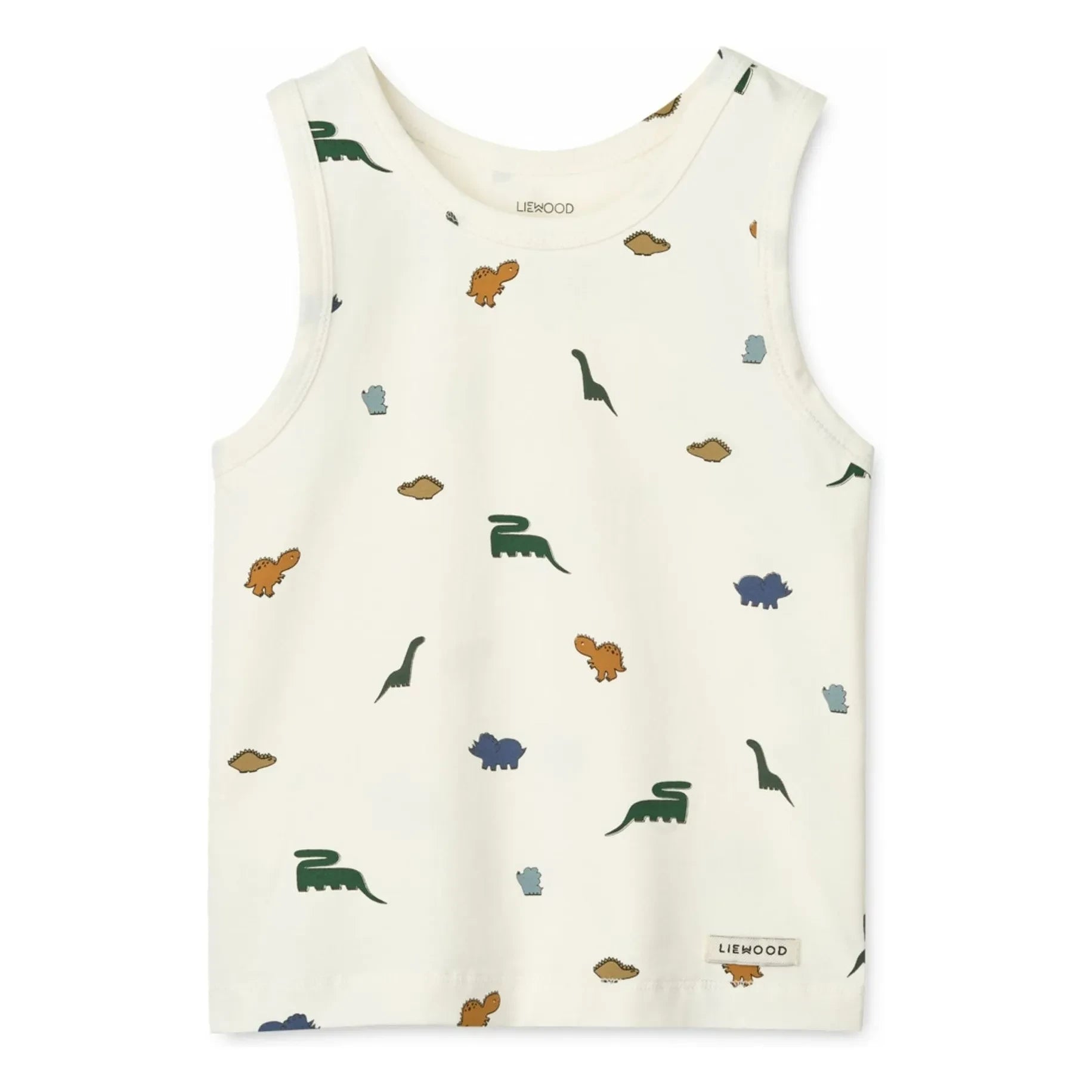 Liewood - Set of 2 Faris Dino Organic Cotton Singlets | Ecru