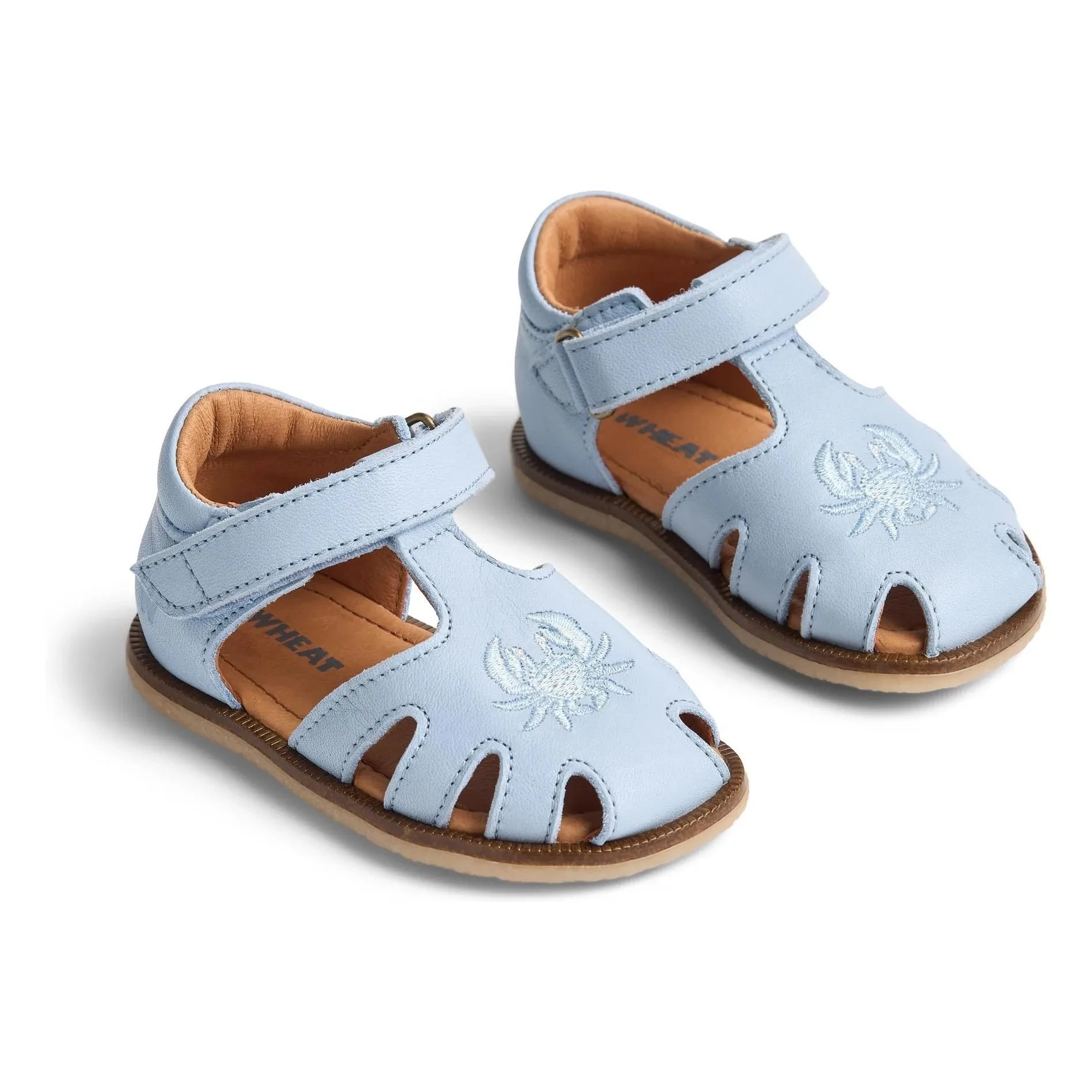 Wheat - Lowe Crab Leather Sandals | Light Blue