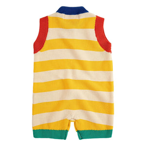 Bobo Choses - Striped Organic Cotton Knit Jumpsuit | Yellow