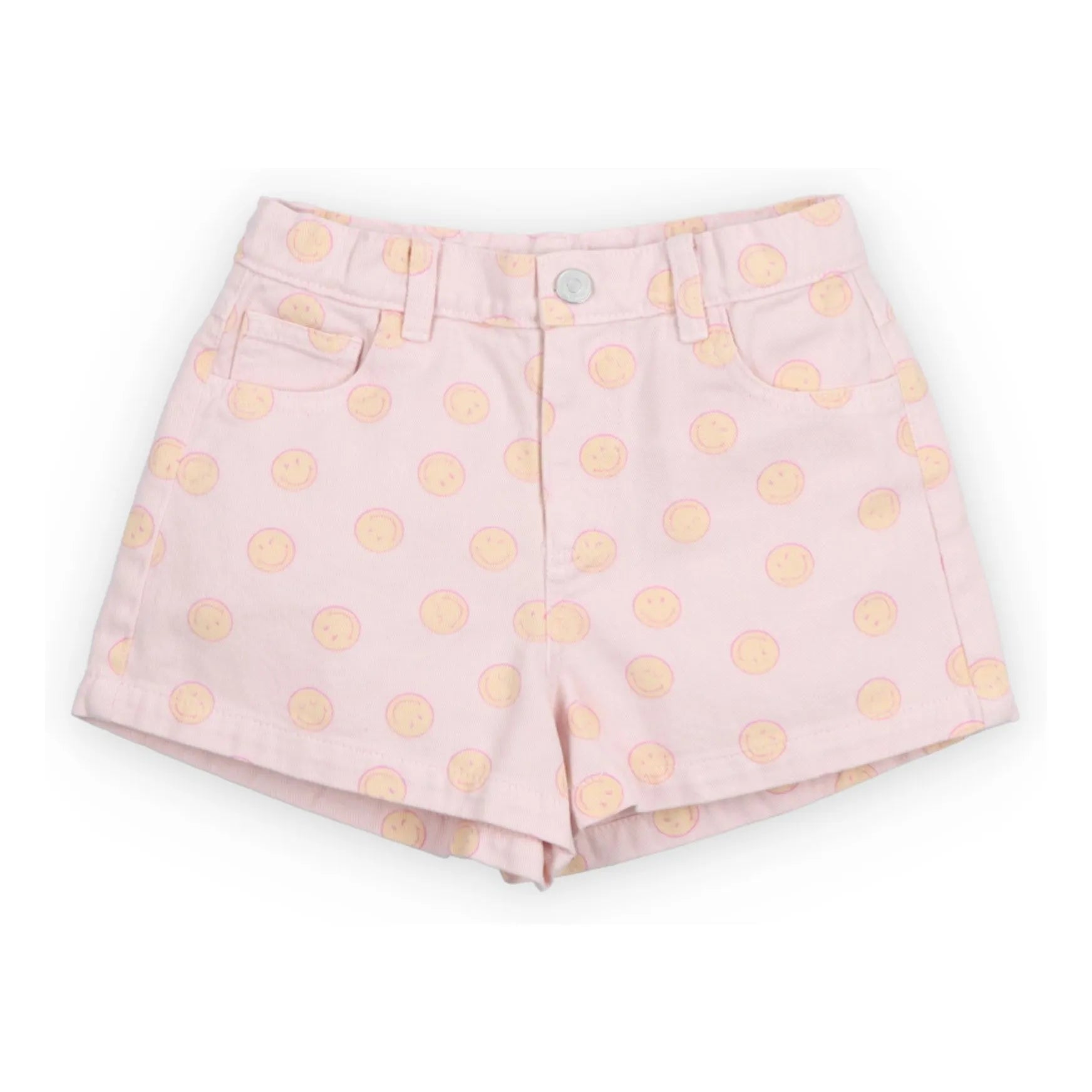the new society - Denim Smiley Cotton Shorts BCI | Pale Pink