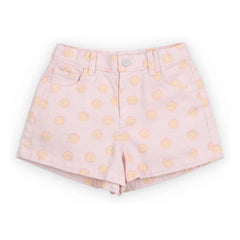the new society - Denim Smiley Cotton Shorts BCI | Pale Pink