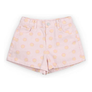 the new society - Denim Smiley Cotton Shorts BCI | Pale Pink