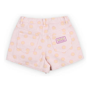 the new society - Denim Smiley Cotton Shorts BCI | Pale Pink
