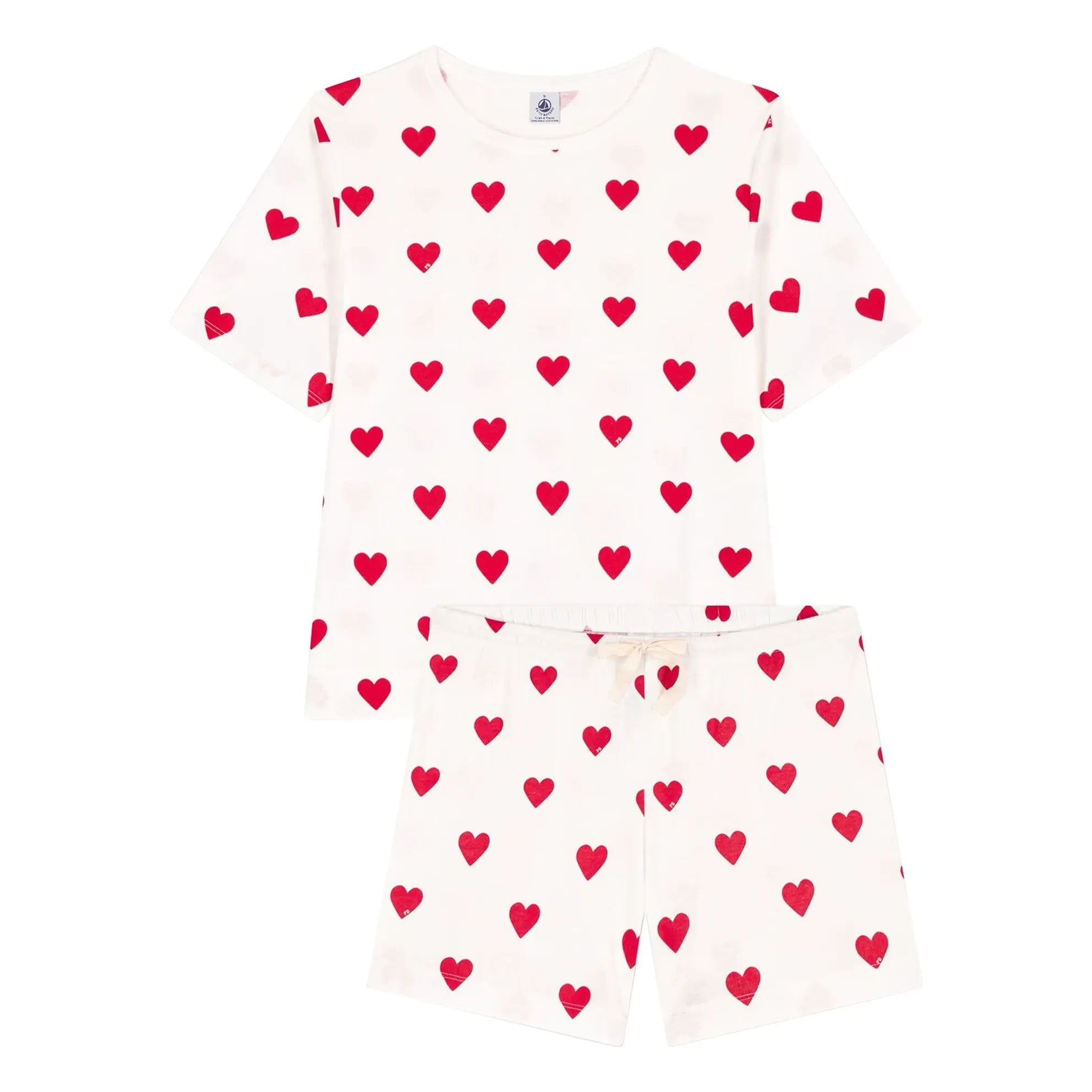 Petit Bateau - Heart-shaped Pajama Shorts - Women's Collection | White