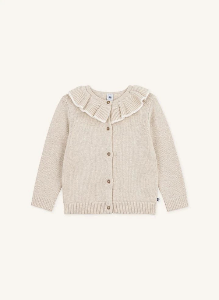 Petit Bateau - Yün Yakalı Hırka | Heather bej