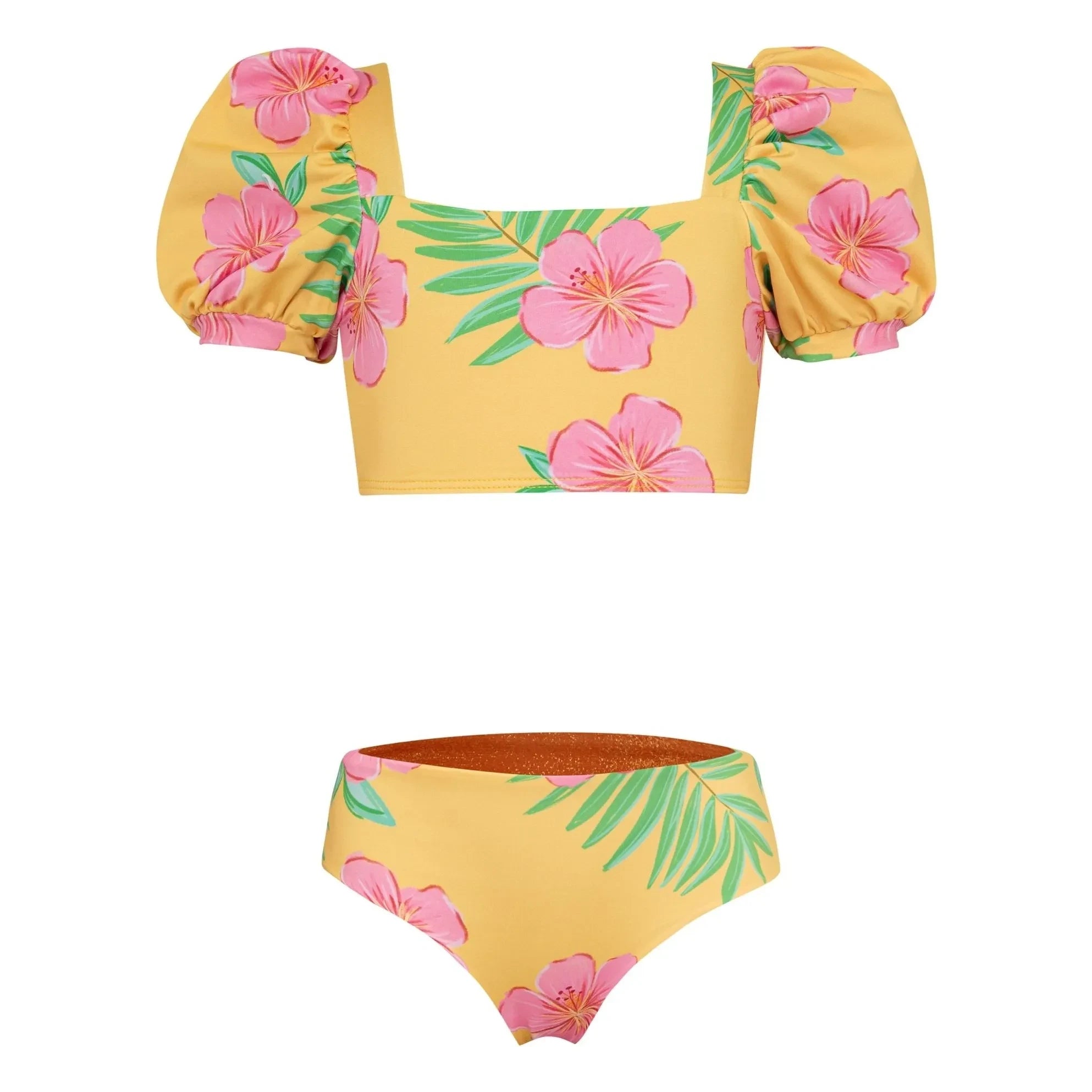 Pepita & Me - Gathered Hibiscus Swimsuit | Yellow