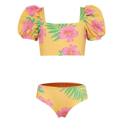 Pepita & Me - Gathered Hibiscus Swimsuit | Yellow