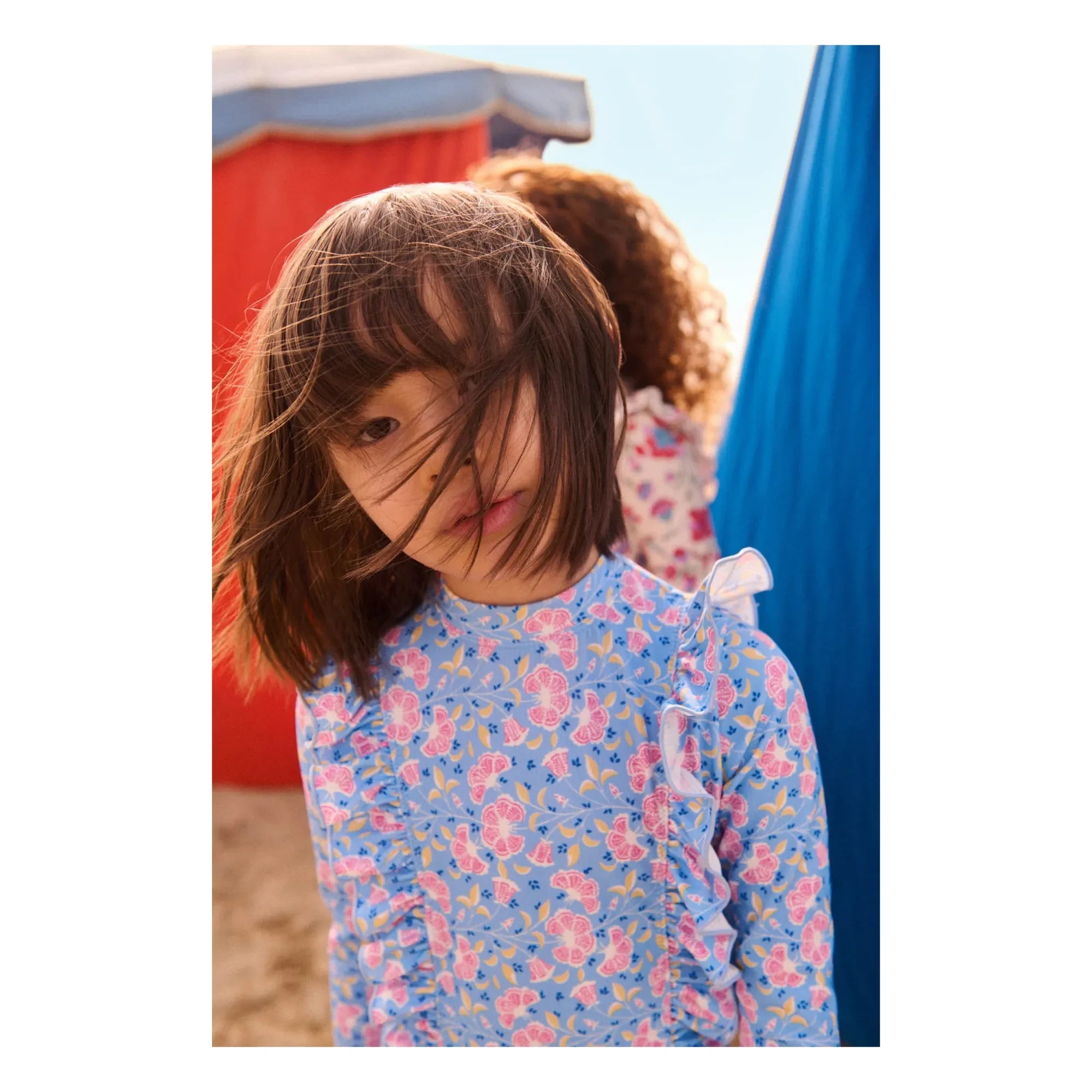 Louise Misha - Aurélie Floral Long Sleeve Swimsuit Made from Recycled Fibers | Blue