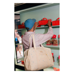 Nobodinoz - Waterproof Diaper Bag Opera Orange Cherries | Beige