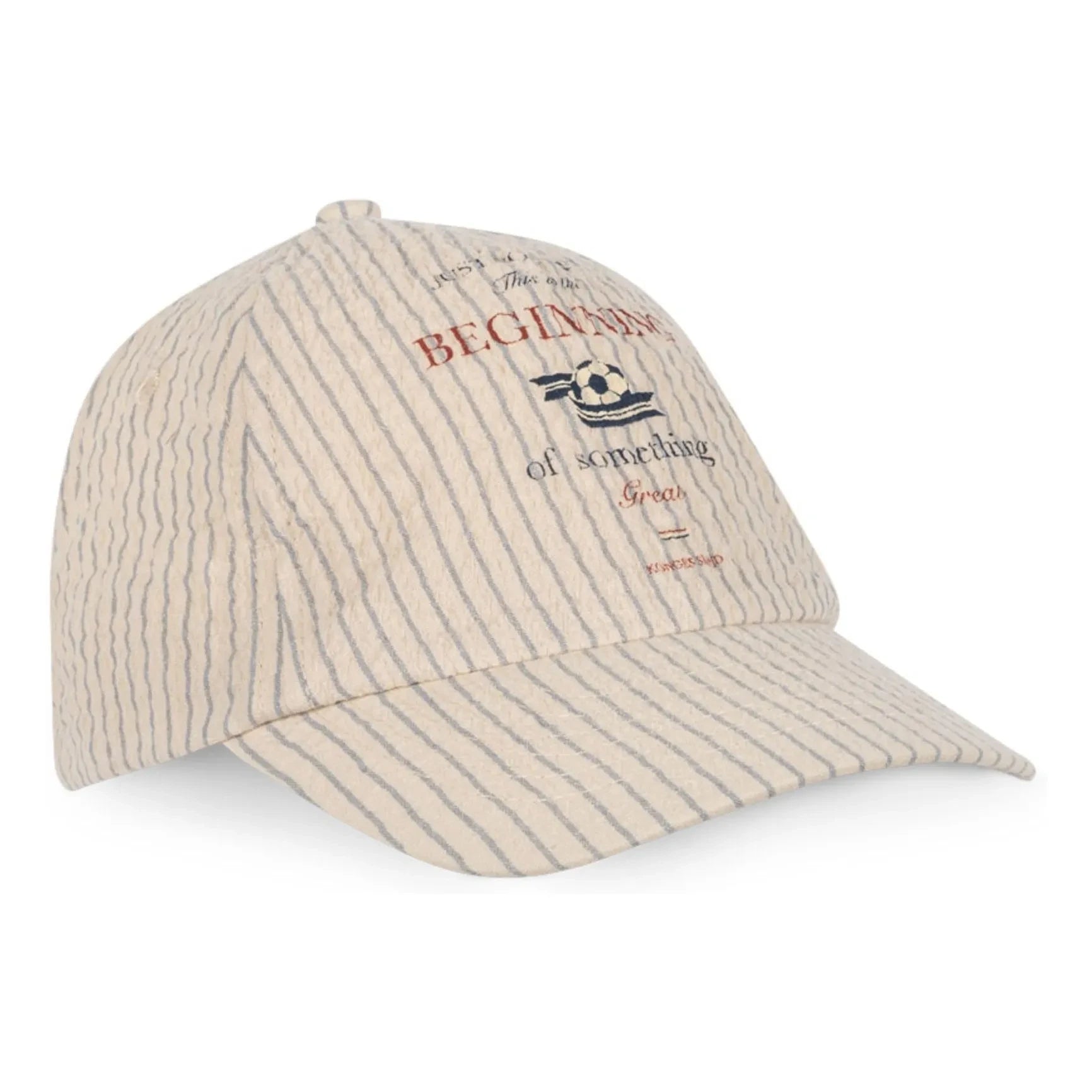 Konges Sløjd - Elliot Striped Seersucker Organic Cotton Hat | Beige