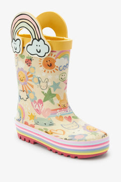Dinossi - Cheerful Summer Girls Rain Boots with Rainbow Handles - 28