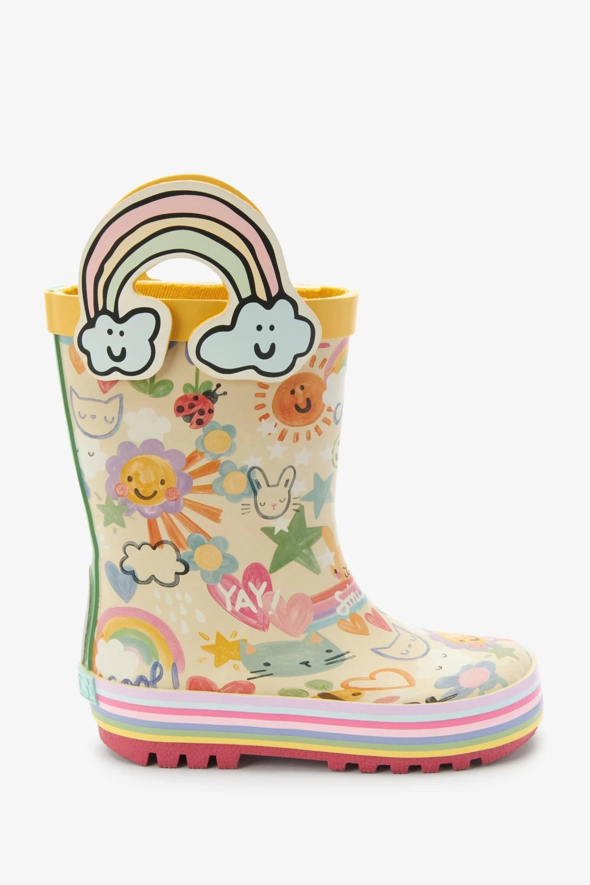 Dinossi - Cheerful Summer Girls Rain Boots with Rainbow Handles - 28
