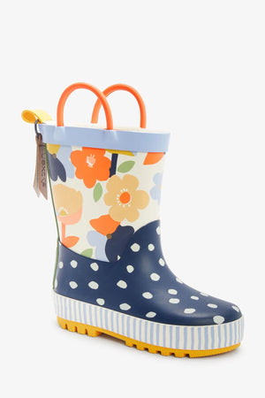 Dinossi - Spring Flowers Girls Rain Boots with Handles - 26.5 