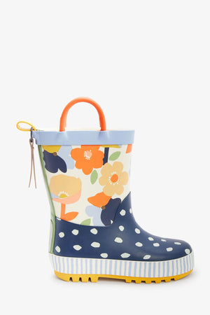 Dinossi - Spring Flowers Girls Rain Boots with Handles - 26.5 