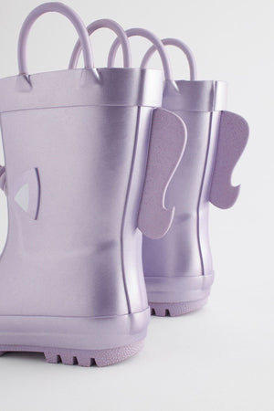 Dinossi - Lilac Purple Unicorn Soft Sole Girls Polar Fleece Rain Boots - 28
