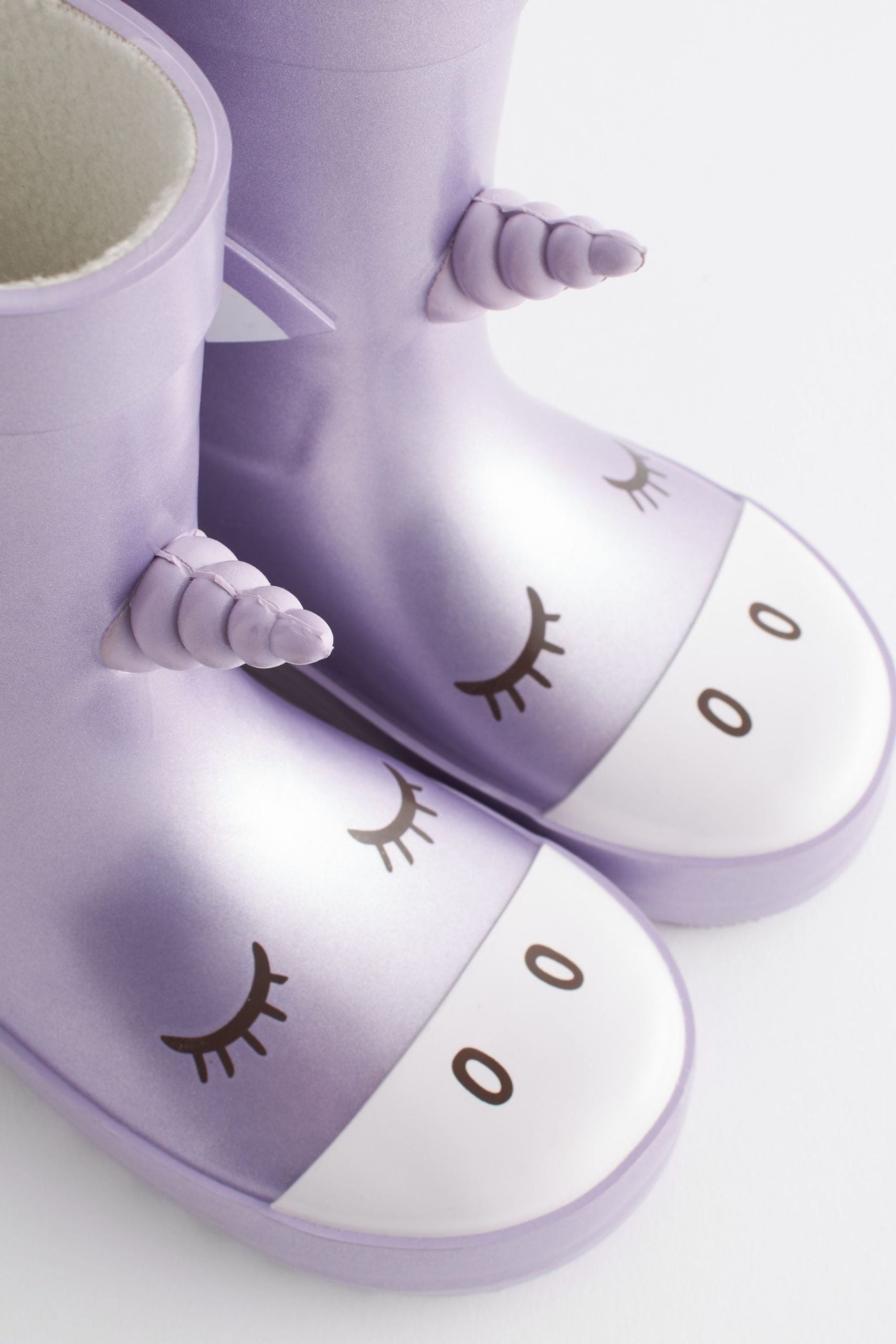 Dinossi - Lilac Purple Unicorn Soft Sole Girls Polar Fleece Rain Boots - 30.5