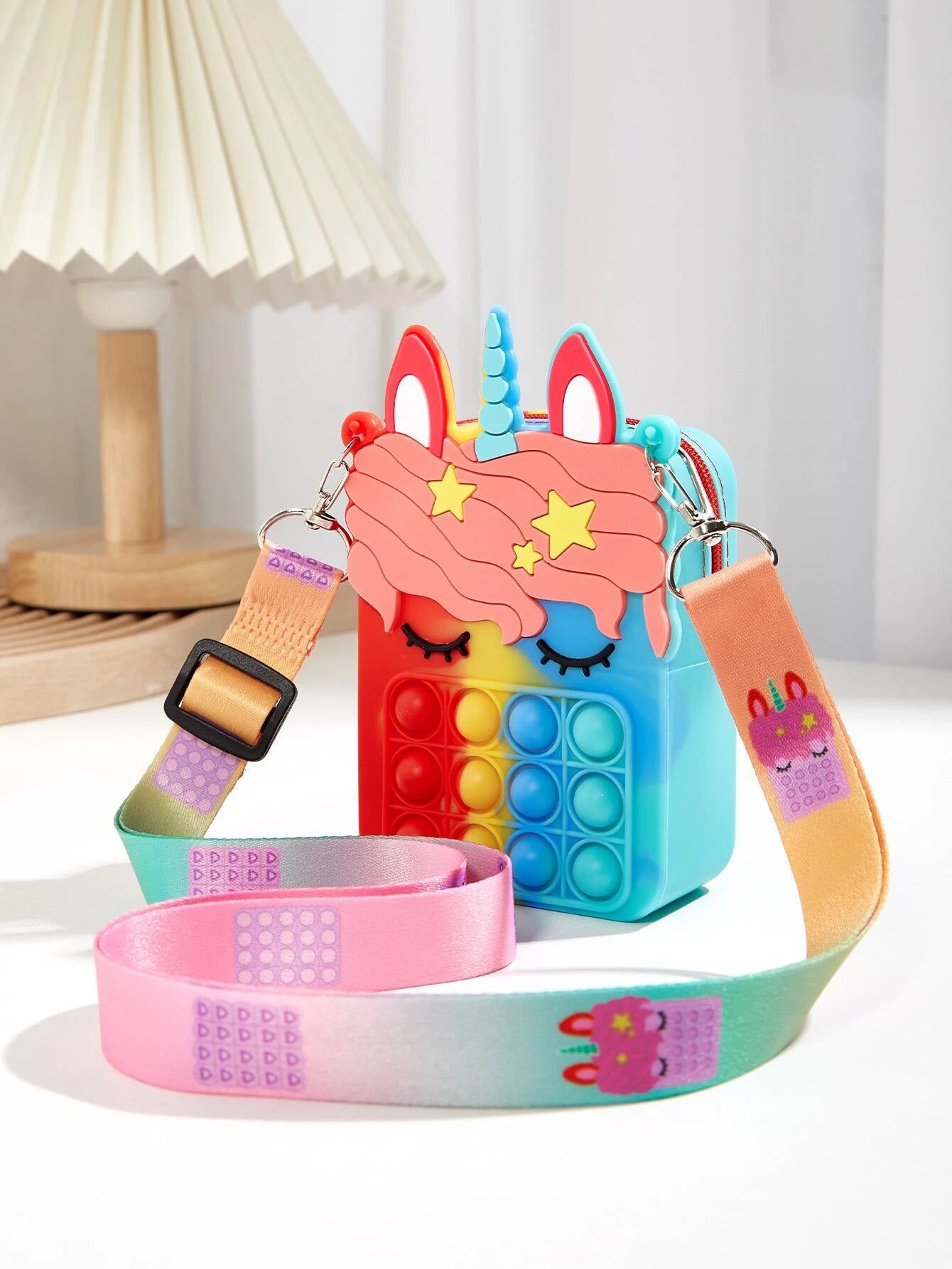 Dinossi - Unicorn Popit Design Blue Red Girl Shoulder Bag 