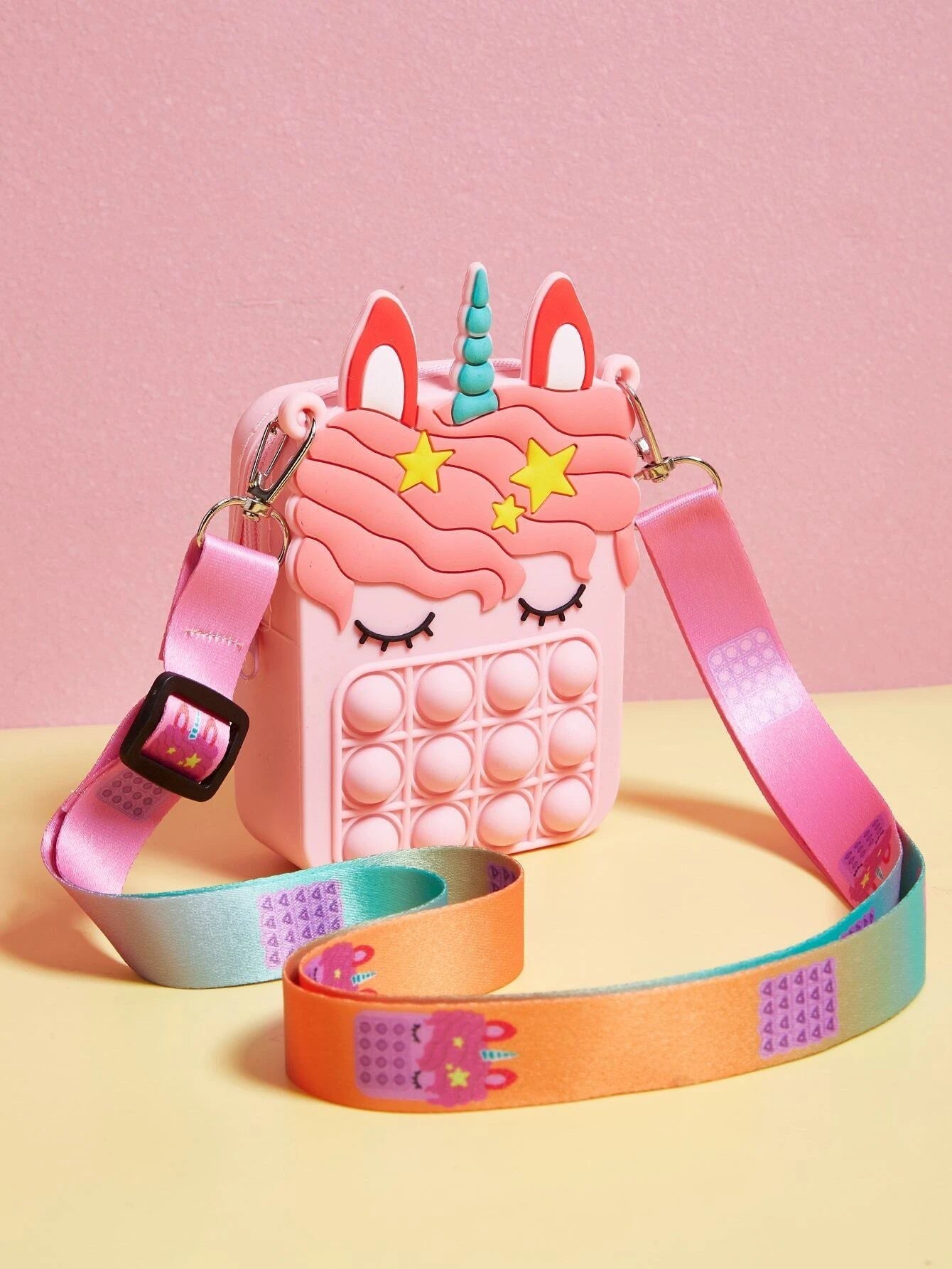Dinossi - Unicorn Poppies Design Pink Girl Shoulder Bag 