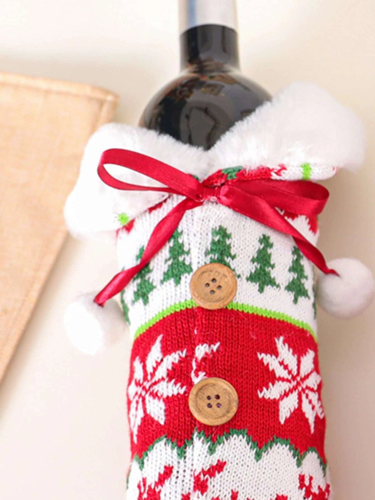 Dinossi - Christmas Pompom Decor Wine Bottle Dress 