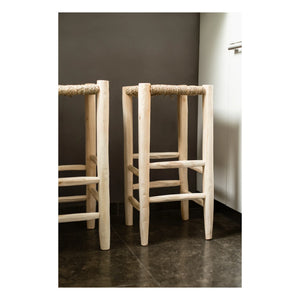 Cosydar - Palm Leaf and Raw Wood Stool