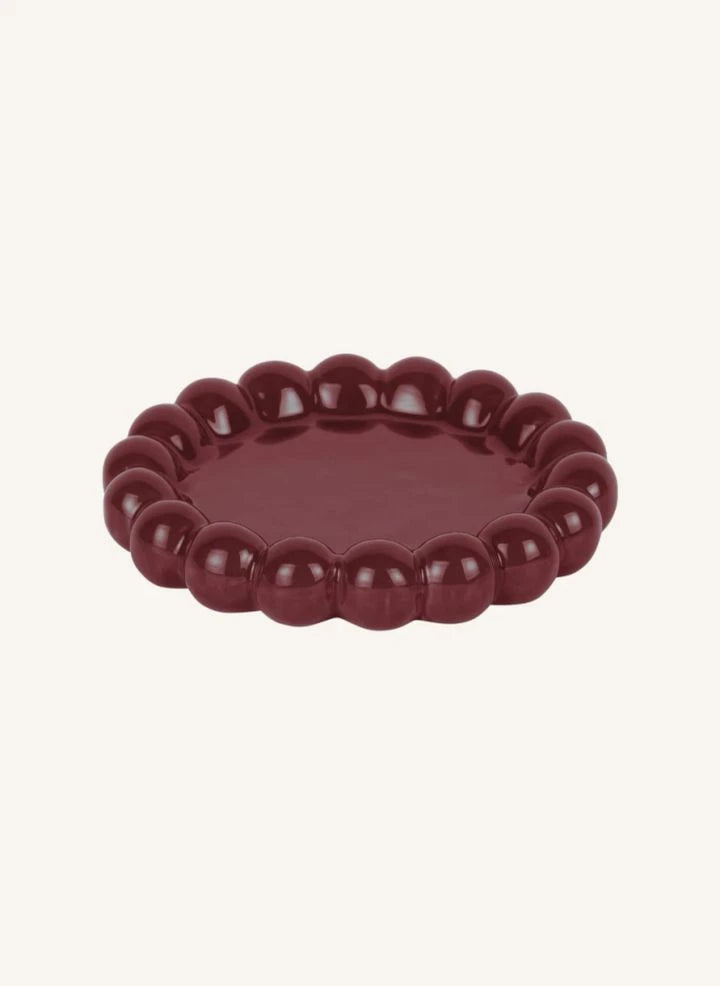 Present Time - Cadiz Dotty Ceramic Trays | Burgundy