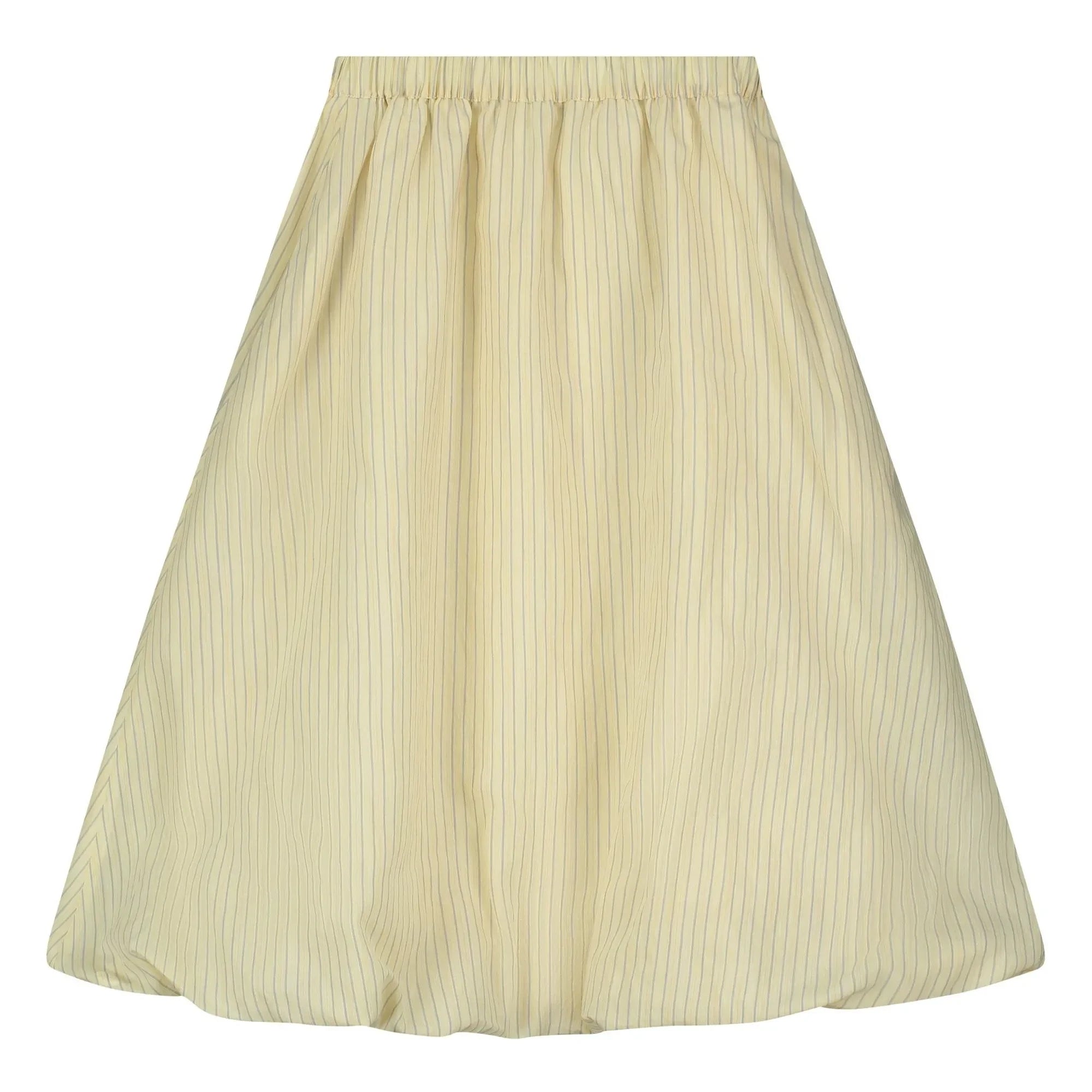 Tangerine - Striped Midi Puff Skirt | Pale yellow