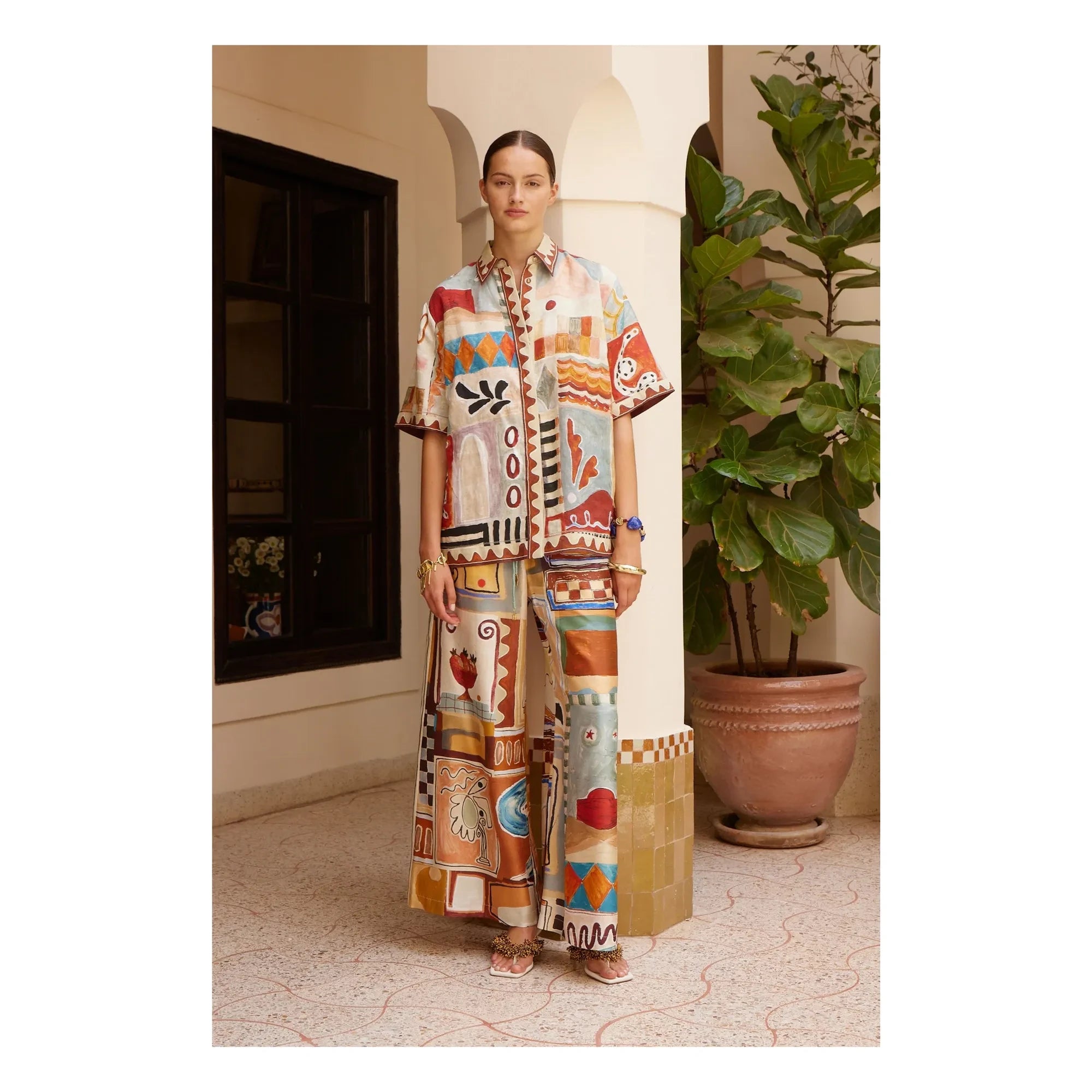 Alémais - Michelle Linen Short Sleeve Shirt | Ecru
