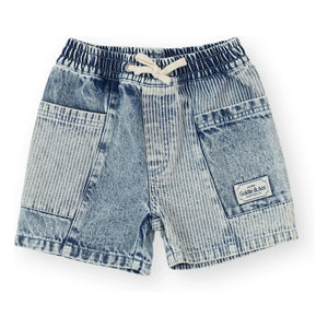 Goldie + Ace - Striped Denim Shorts | Blue