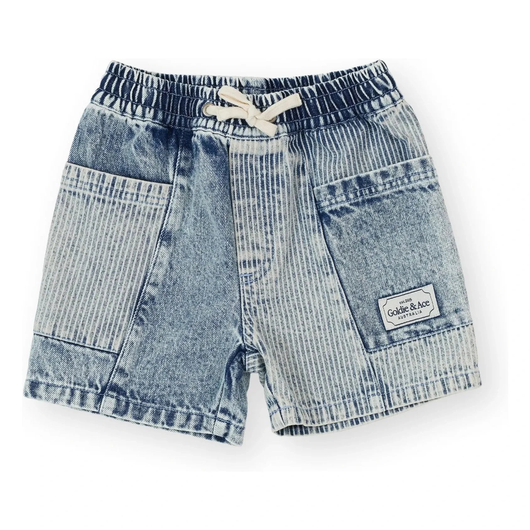 Goldie + Ace - Striped Denim Shorts | Blue