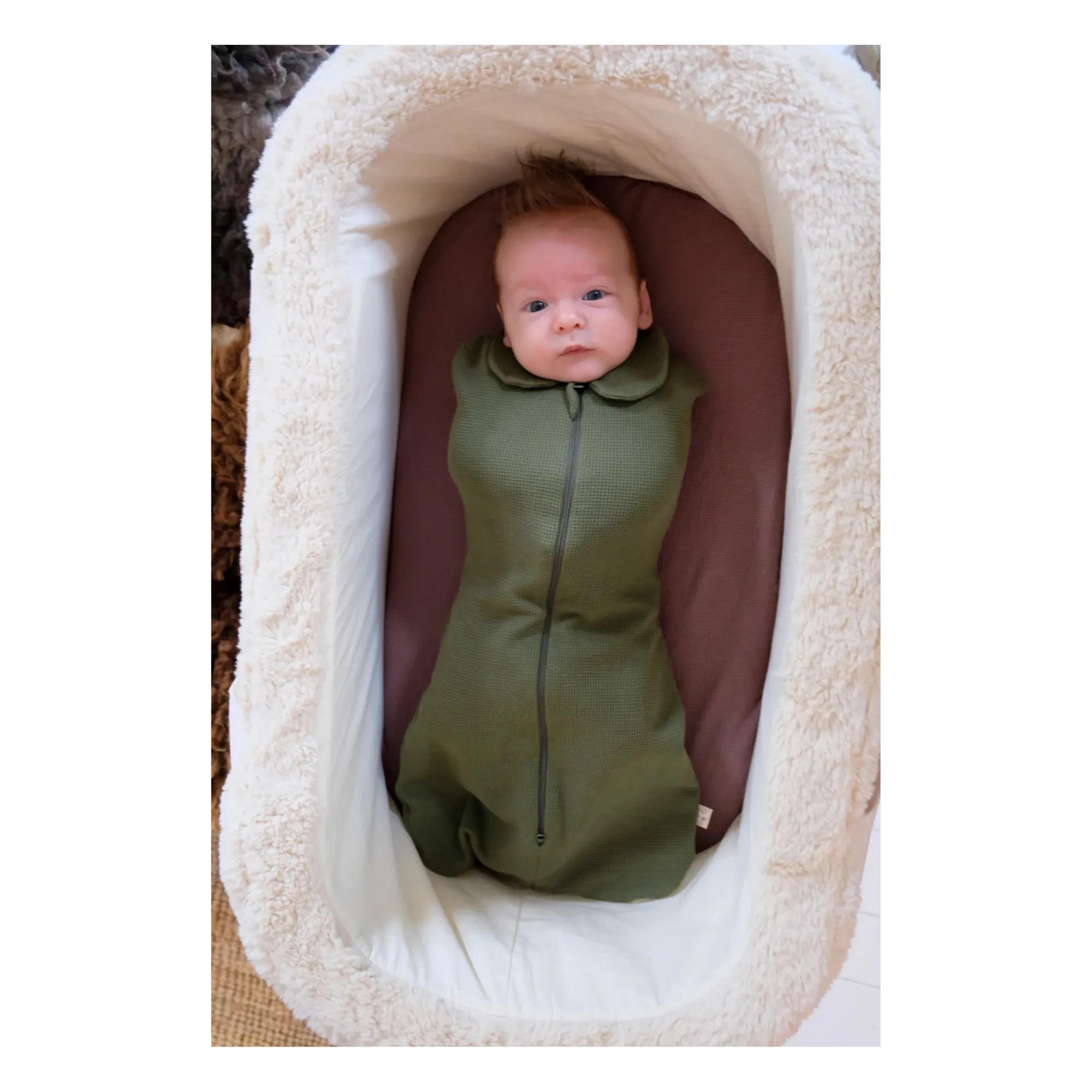 Tante Reine - Organic Cotton Swaddle Sleep Suit | Khaki