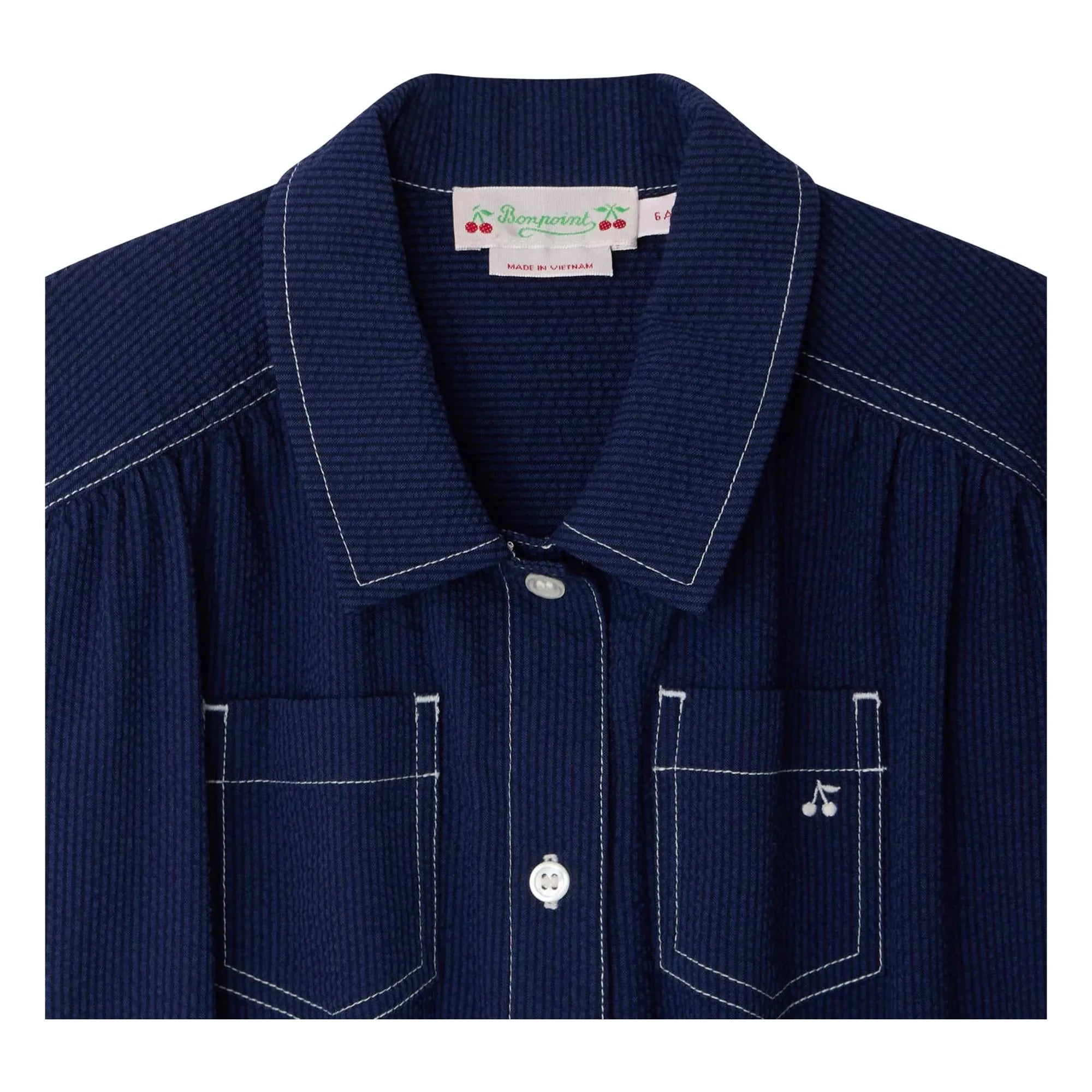 Bonpoint - Denim Lania Organic Cotton Romper | Indigo Blue