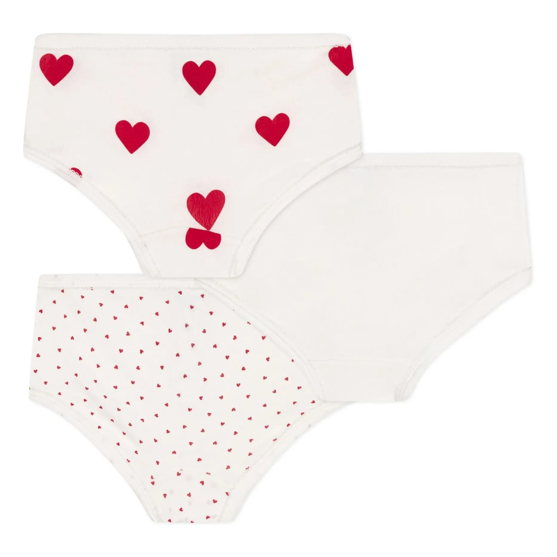 Petit Bateau - 3'lü Kalp Yüksek Bel Külot | Beyaz