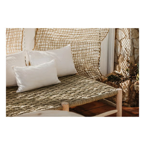 Cosydar - Palm Leaf and Raw Wooden Bench - 8 Legs