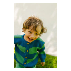 Bayiri - Striped Organic Cotton Snake Cardigan | Blue